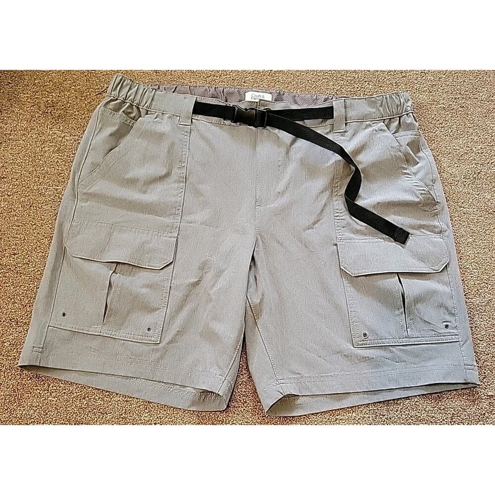Men's 46R Cargo Short Stretch Belted Gray Hiking Outdoors Fishing Camping Casual